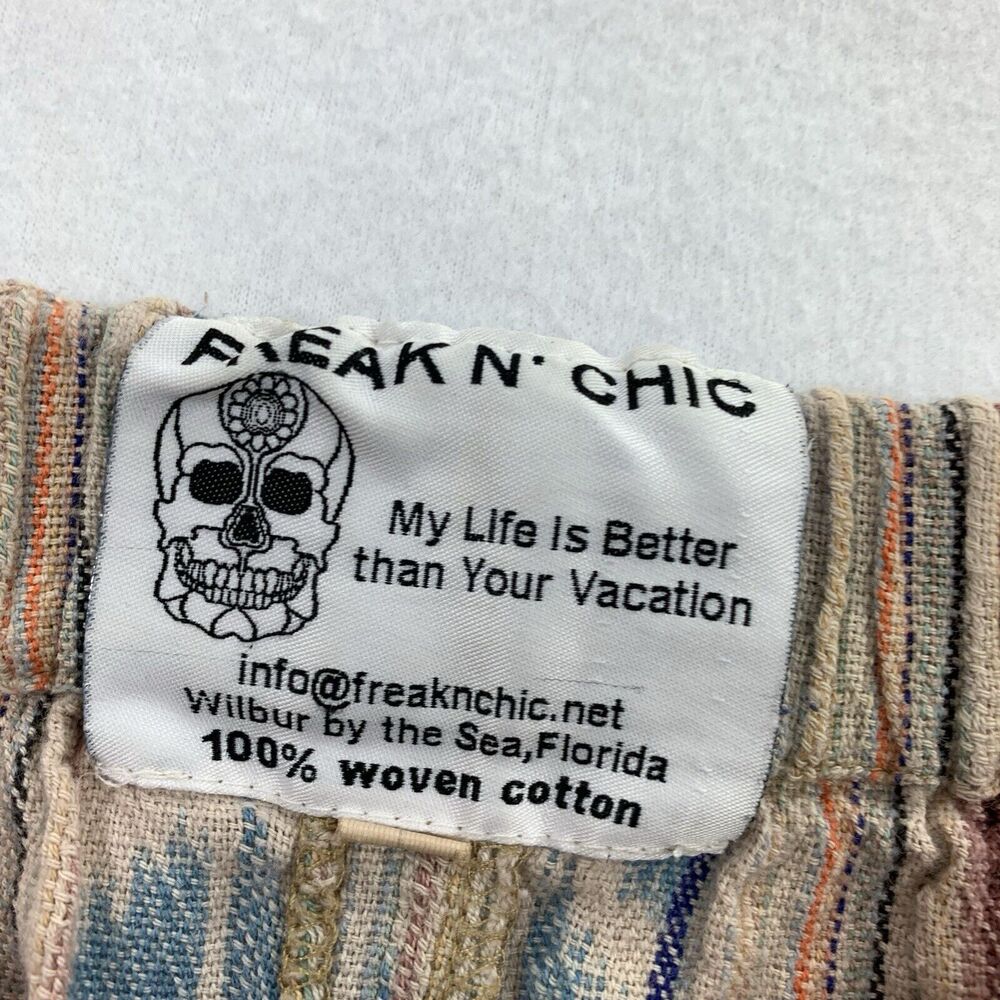Freak N Chic 100% Woven Cotton Wide Leg Elastic Waist Drawstring Medium Beige M - Picture 4 of 8